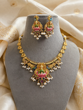 Load image into Gallery viewer, Lakshmi ji Painted Ethnic Temple Necklace set
