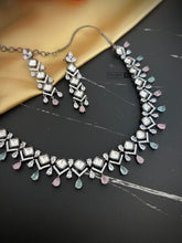 Load image into Gallery viewer, Victorian Gold plated Tayani Mint pink Premium Statement Necklace set
