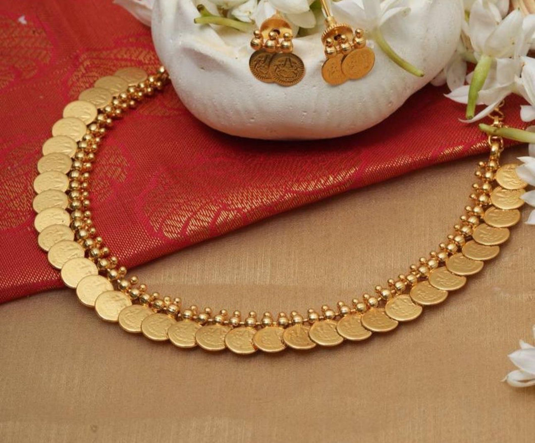 Golden coin Simple Temple necklace set