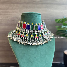 Load image into Gallery viewer, Afghani Real Mirror Multicolor Navratri Choker Necklace
