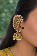 Load image into Gallery viewer, Cz kemp Floral Pearl Ethnic Ear cuff Temple earrings
