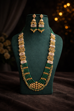 Load image into Gallery viewer, Heritage Rajwadi Dainty Green Pearl Long Mala Necklace set
