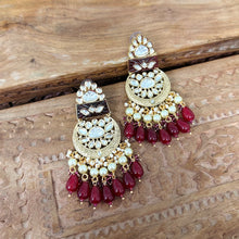 Load image into Gallery viewer, Ruby 22k Gold plated Tayani Dual Tone Beads Stone Earrings
