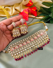 Load image into Gallery viewer, Ivory Ruby Tayani Statement Heavy 22k gold plated choker necklace set
