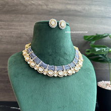 Load image into Gallery viewer, Nitya Purple Hydro Stone gold plated Tayani Necklace set.
