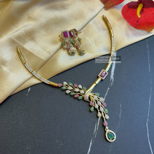 Load image into Gallery viewer, Golden Ruby Green Kundan Polki Hasli Temple Necklace set
