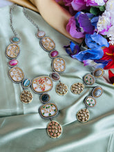 Load image into Gallery viewer, Designer inspired gem stone Premium Sabya inspired Heritage Necklace set
