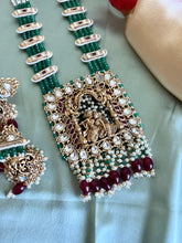 Load image into Gallery viewer, Radha krishna Pearl long Statement Designer Premium Necklace set
