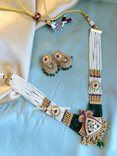 Load image into Gallery viewer, Pearl kundan Ruby Green Pearl Choker necklace set
