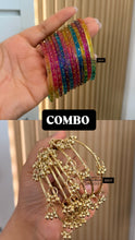 Load image into Gallery viewer, COMBO OFFER 1 Multicolor Glass + 1 Kashmiri Bangle Combo set
