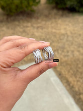 Load image into Gallery viewer, Premium Solitaire Layered baguette pave Hoop Earrings
