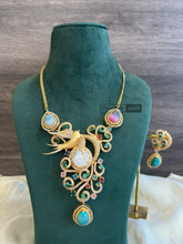 Load image into Gallery viewer, Heritage Big Statement Pendant Bird Sabya Necklace set
