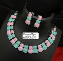 Load image into Gallery viewer, German silver stone simple sleek necklace set
