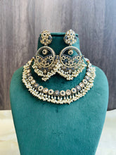 Load image into Gallery viewer, Polki Necklace pearl Set with maangtikka
