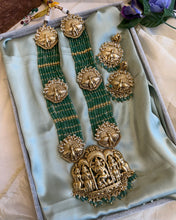 Load image into Gallery viewer, Temple god Peacock Statement Designer Mala Necklace set
