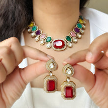 Load image into Gallery viewer, Moissanite Multicolor Doublet Premium Statement Necklace set
