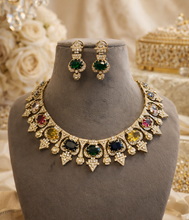 Load image into Gallery viewer, Sabya Inspired Celebrity Multicolored Gemstones Premium Necklace set
