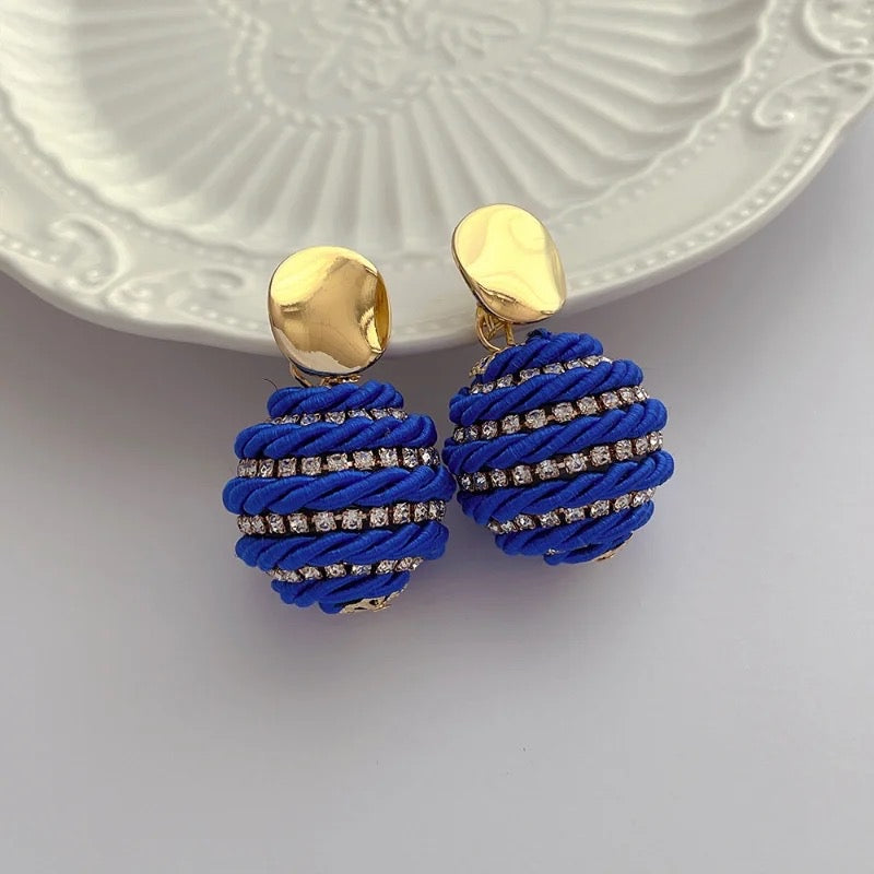 Bohemian round rhinestone ball earrings IDW