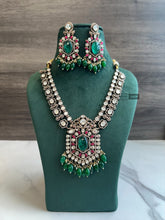Load image into Gallery viewer, Ruby Green Premium Moissanite Enamel gold plated Necklace set
