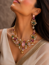 Load image into Gallery viewer, Moissanite Floral Doublet Multicolor Statement Necklace set
