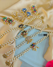 Load image into Gallery viewer, Dainty Golden Lotus Jadau pachi choker Necklace set temple  jewelry
