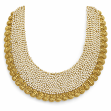 Load image into Gallery viewer, Rajwadi Pearl Lakshmi Coin Long Haram Necklace set Temple
