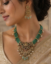 Load image into Gallery viewer, Jade Cz multicolor Lakshmi ji Necklace set

