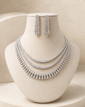 Load image into Gallery viewer, Layered Diamond Solitaire Looking Tennis Necklace set
