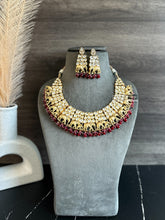 Load image into Gallery viewer, 22k gold plated Tayani elephant ruby Designer Statement Necklace set

