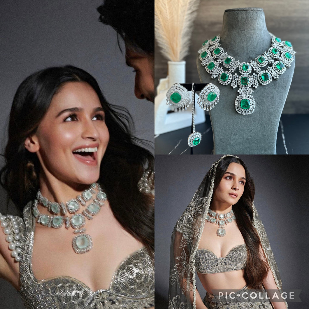 Alia bhatt American diamond Cz necklace choker set