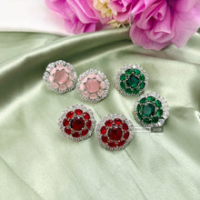 Load image into Gallery viewer, American Diamond Silver Big Stud Earrings
