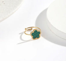 Load image into Gallery viewer, 18k gold plated Clover Stainless Steel Adjustable Golden Ring
