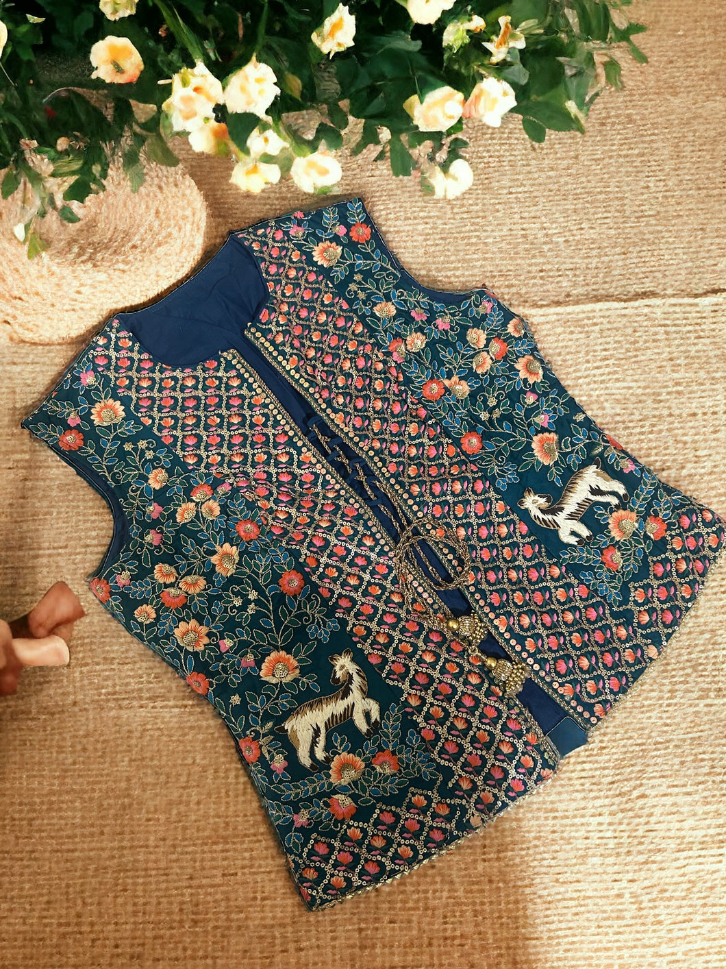 Embroidery Jungle theme Jacket Koti Blouse 36-40
