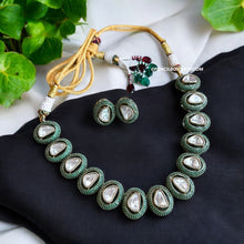 Load image into Gallery viewer, Green Invisible Setting Moissanite Statement Classy Necklace set
