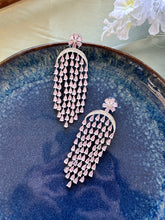 Load image into Gallery viewer, American diamond tassel Long waterfall Dangling Earrings

