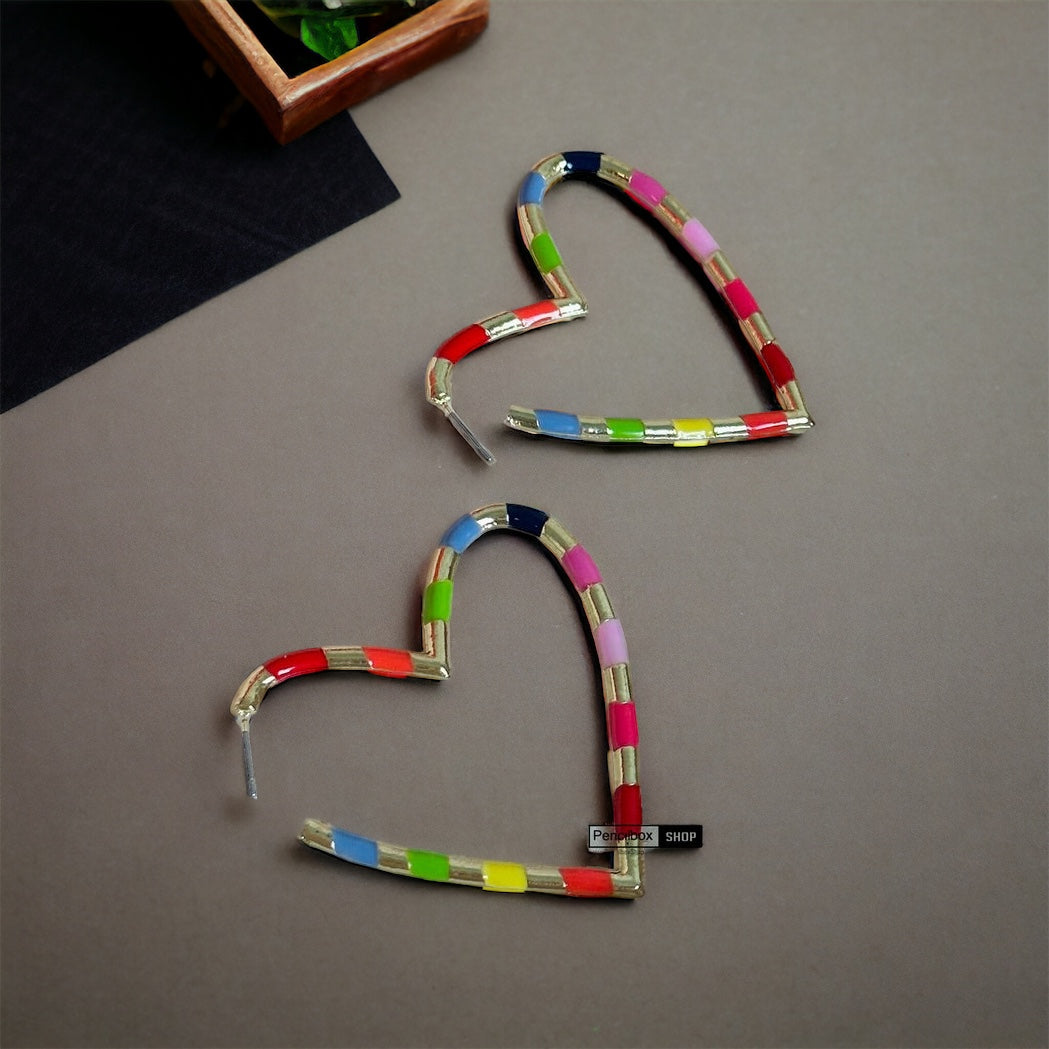 Heart Multicolor Hoop Earrings IDW