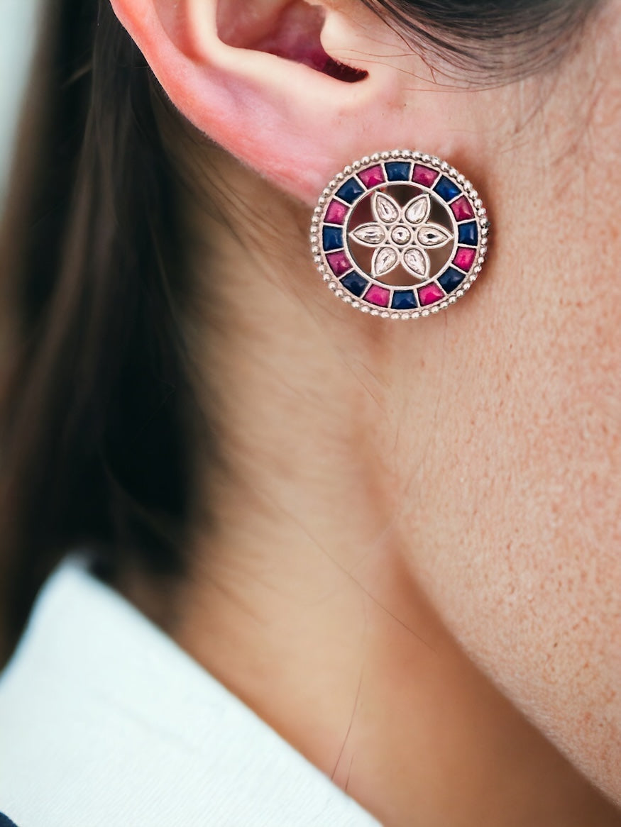German silver Lookalike Small Flower stud earrings