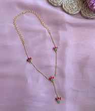 Load image into Gallery viewer, Long Delicate Jadau kundan multicolor Lotus necklace set

