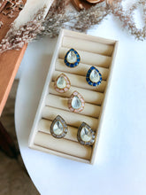 Load image into Gallery viewer, Uncut American diamond Golden statement Stud Earrings
