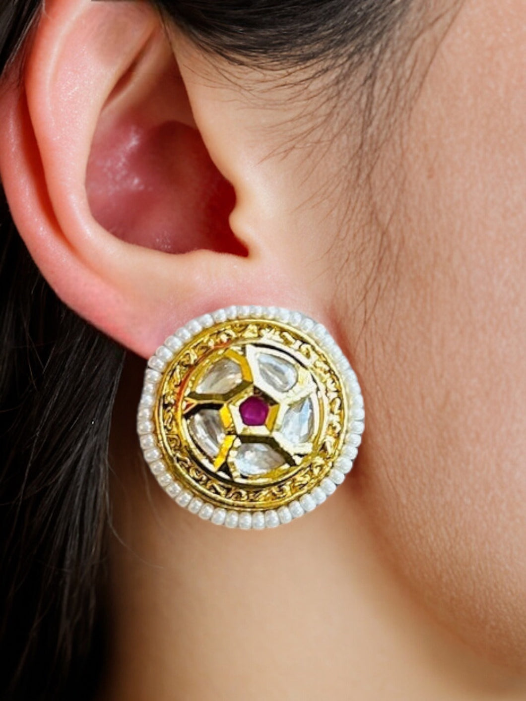 Kundan meenakari Small tiny ethnic stud earrings
