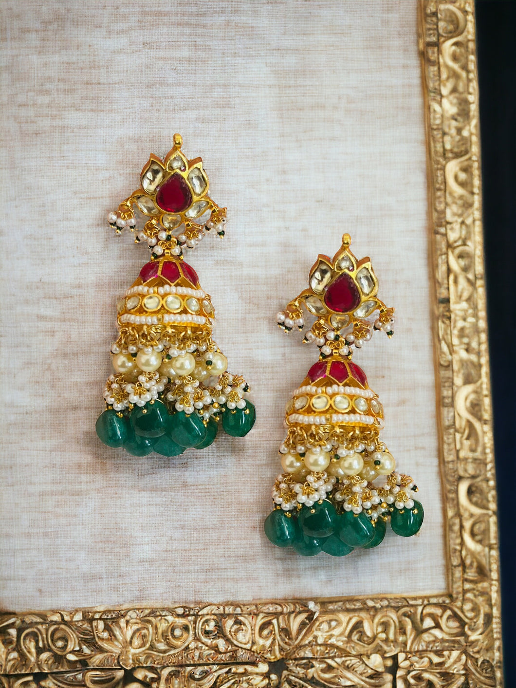 Pachi Kundan Brass Jhumka  Statement Designer Earrings