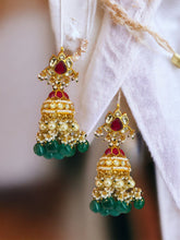 Load image into Gallery viewer, Pachi Kundan Brass Jhumka  Statement Designer Earrings
