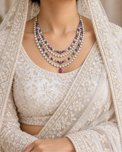 Load image into Gallery viewer, Four Layer Solitaire Necklace Set worn
