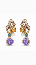 Load image into Gallery viewer, Giraffe Earrings with Purple Drops
