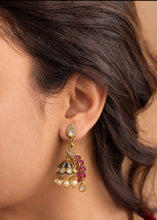Load image into Gallery viewer, Peacock Jhumka Earrings worn
