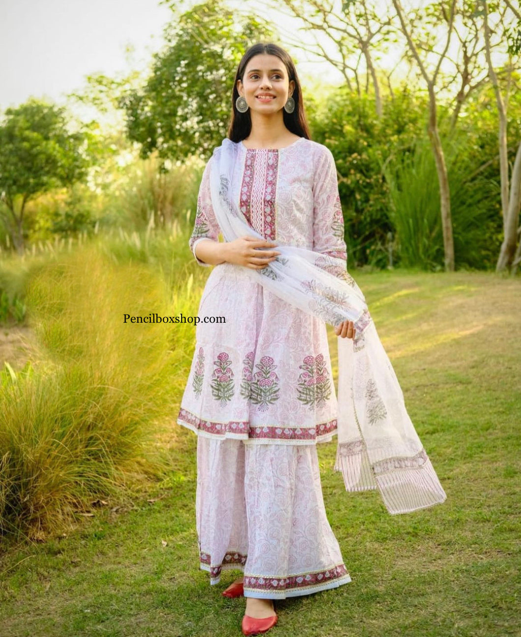 3 pc Cotton Pink Sharara Dress women Clothing