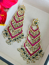 Load image into Gallery viewer, Pachi Kundan Brass Long Statement Designer Earrings
