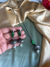 Load image into Gallery viewer, German silver Stone Ghungroo Ball  Pendant Set necklace set
