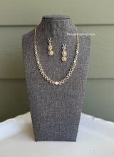 Load image into Gallery viewer, Golden Simple dainty Single Line American Diamond Necklace set
