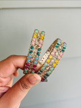 Load image into Gallery viewer, Multicolor Pearl Polki Bronze Pair of bangles Statement Piece
